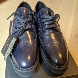 Massimo Dutti Navy Platform Oxfords